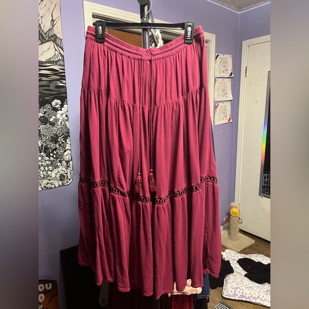 Gap Red Boho Maxi Skirt